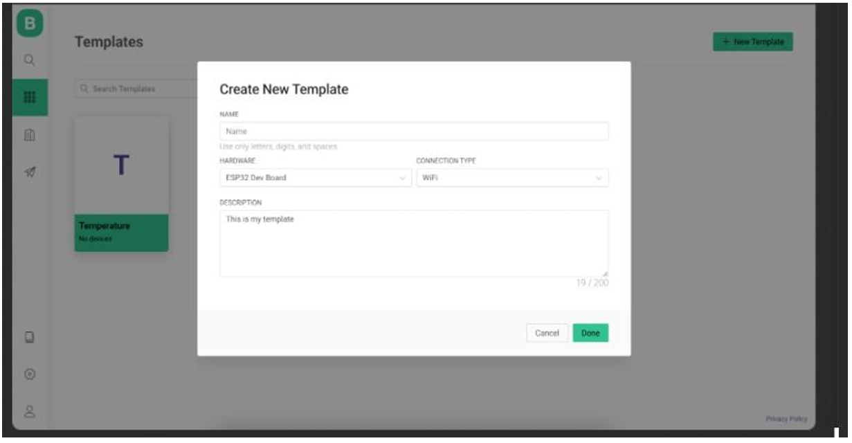 Blynk Template Setup