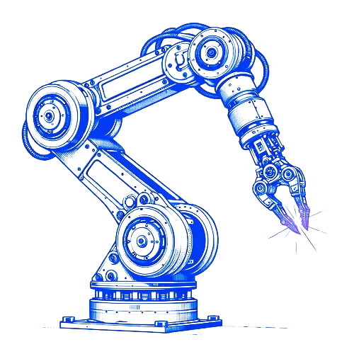 Industrial robotic arm in a modern manufacturing facility, positioned against a clean, technological background. The sleek, articulated arm represents advanced automation capabilities in smart manufacturing